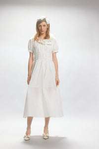 ARTE PURA White Handmade Floral Short Sleeve Shirt Dress | MADA IN CHINA