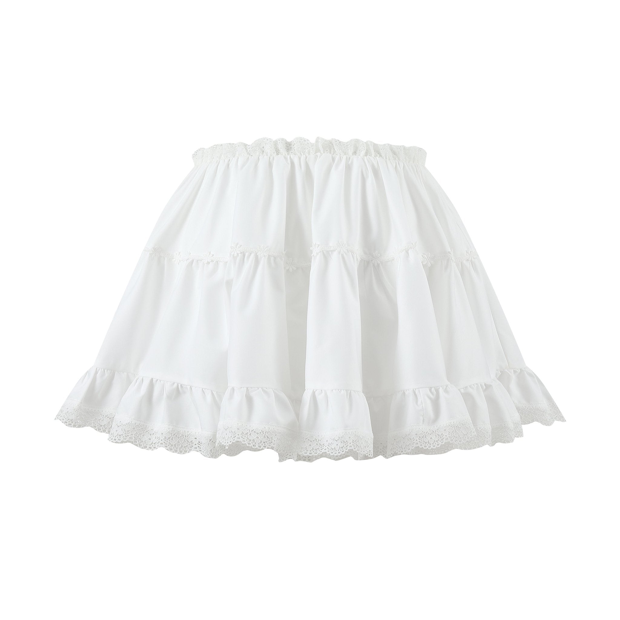 THREE QUARTERS White Lace Lace Ballet Halter Skirt | MADA IN CHINA