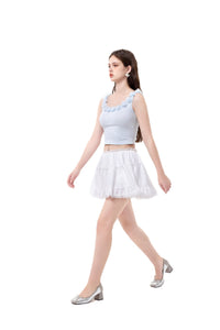 THREE QUARTERS White Lace Lace Ballet Halter Skirt | MADA IN CHINA