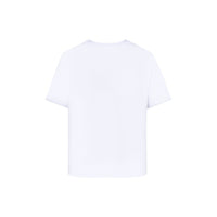THREE QUARTERS White Love Heart Hot Rhinestone Logo Print Lace Cuff T - Shirt | MADA IN CHINA