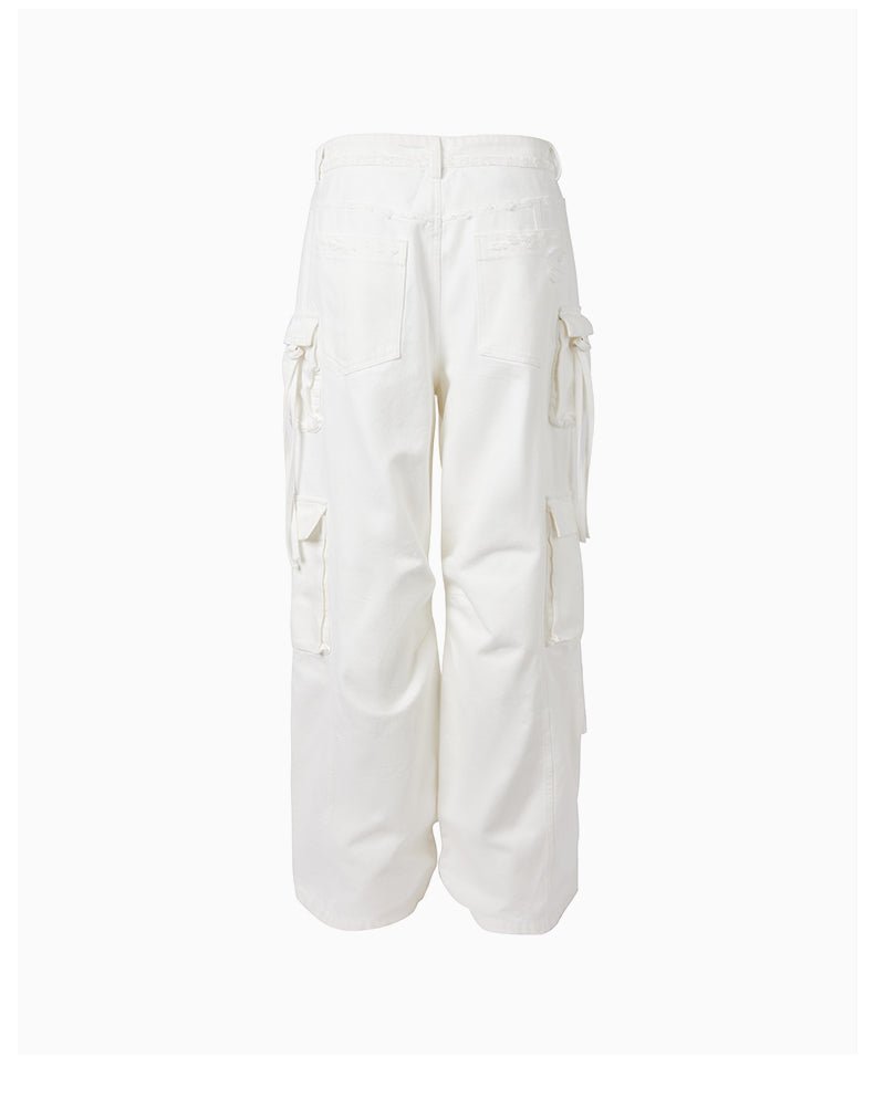 CHARLIE LUCIANO White Multi - Pocket Cargo Jeans | MADA IN CHINA