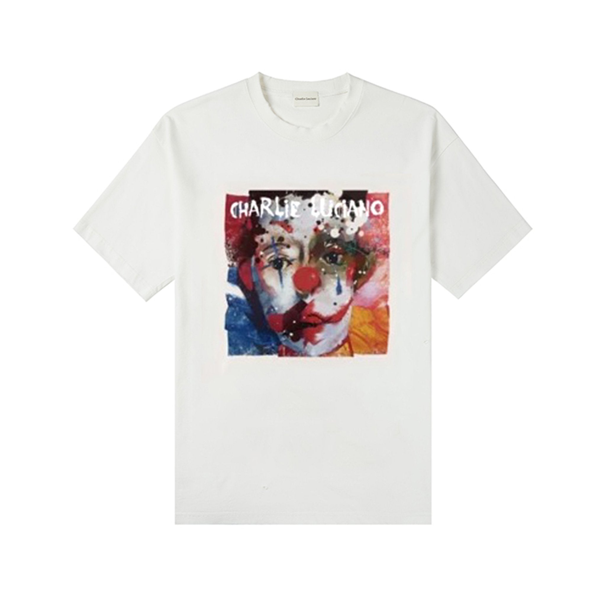 CHARLIE LUCIANO White Oil Painting Clown Vintage Short - Sleeved T - Shirt | MADA IN CHINA