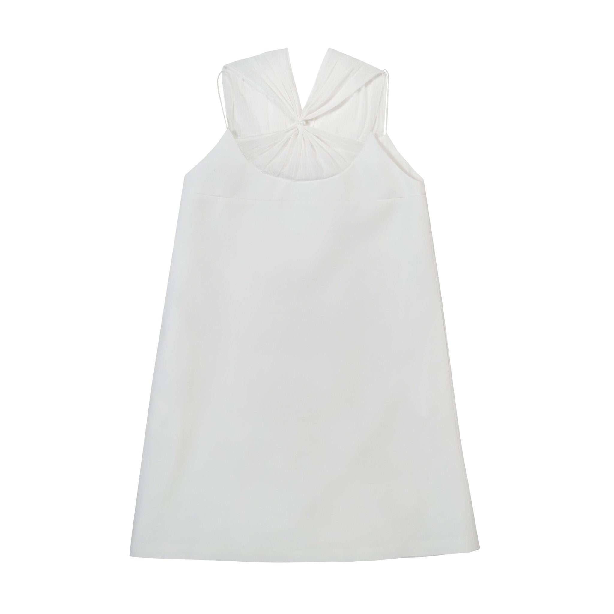 FENGYI TAN White Pintucked Beaded Tie Dress | MADA IN CHINA