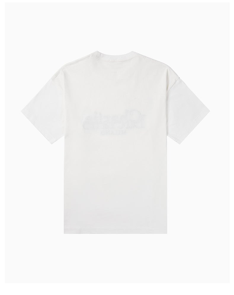 CHARLIE LUCIANO White Sakura Logo Short - Sleeved T - Shirt | MADA IN CHINA