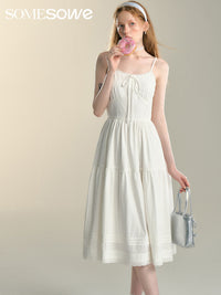 SOMESOWE White Strappy Suspender Dress | MADA IN CHINA