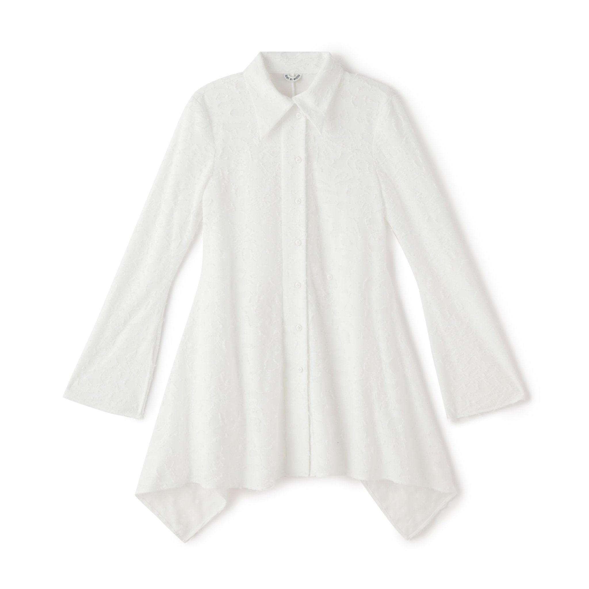 LOST IN ECHO White Textured Long Shirt | MADA IN CHINA