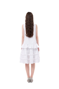 THREE QUARTERS White Wooden Trim Range Shirt Half Skirt | MADA IN CHINA