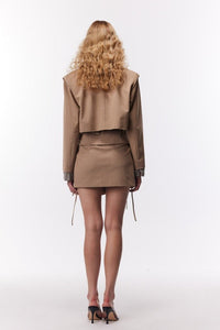 NECESSARY ANANKE Wraparound Skirt in Brown | MADA IN CHINA