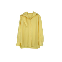 ilEWUOY Wrinkled Cotton Back neck Bulky Long-sleeve Shirt in Yellow | MADA IN CHINA