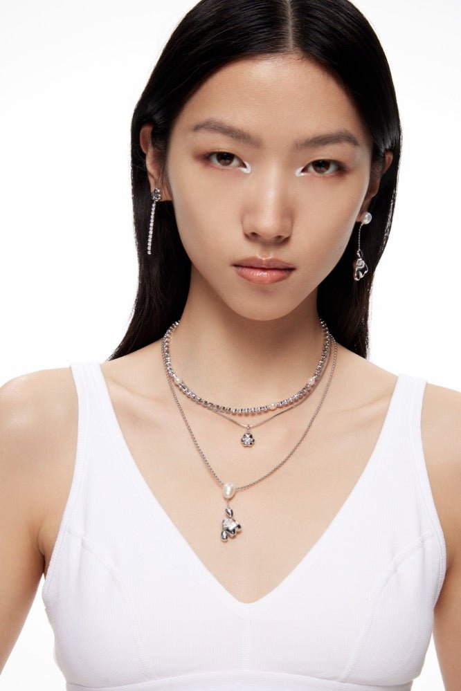 LOST IN ECHO Yetti Snow Monster Playing Ball Necklace in Silver | MADA IN CHINA