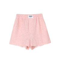 Pink Tassel Fluffy Slit Elastic Shorts
