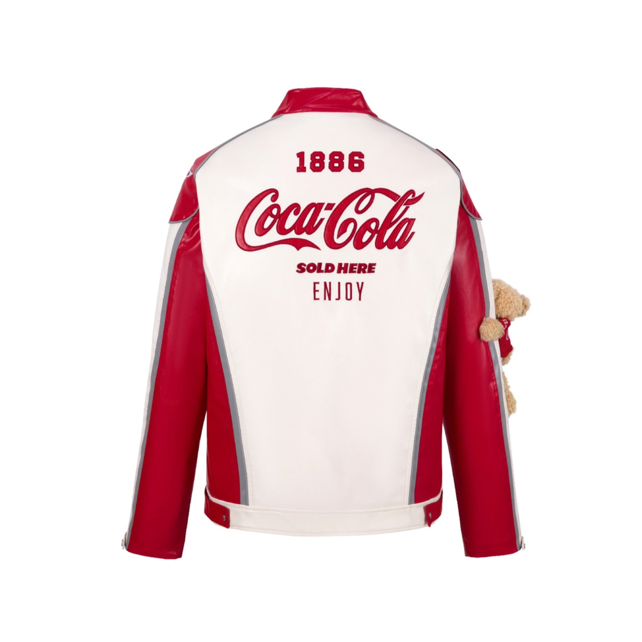 13DE MARZO 13 De Marzo Coca-Cola Red Bear Racing Leather Jacket | MADA IN CHINA