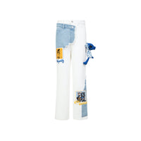 13 DE MARZO 13De Marzo x MARK WIGAN PVC Polaroid Patchwork Denim Trousers White | MADA IN CHINA