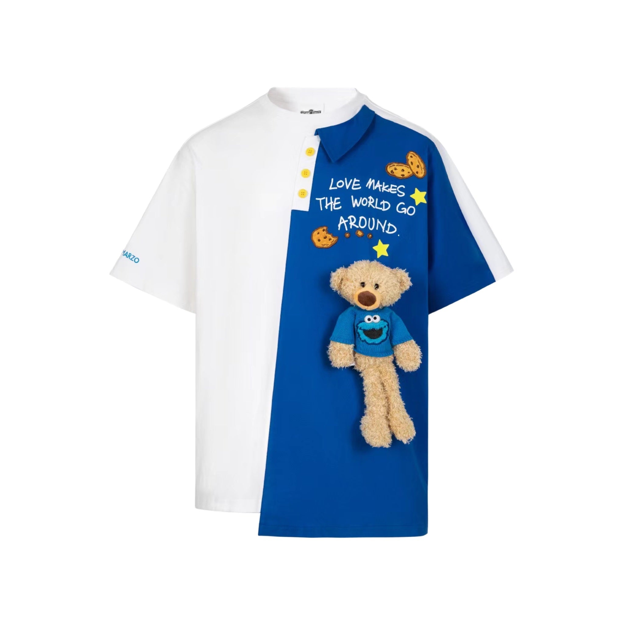 13 DE MARZO 13DE MARZO x Sesame Street Cookie Monster Bear Half Piece Patched T-shirt | MADA IN CHINA