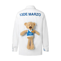 13 DE MARZO 13DE MARZO x SESAME STREET Cookie Monster Knit Patch Shirt White | MADA IN CHINA