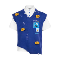 13 DE MARZO 13DE MARZO x SESAME STREET Cookie Monster Knit Vest With T-shirt Swedish Blue | MADA IN CHINA