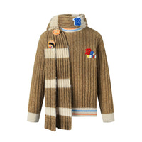 13 DE MARZO 13DE MARZO x Sesame Street Ernie Striped Scarf Sweater | MADA IN CHINA