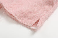 Pink Tassel Fluffy Slit Elastic Shorts