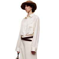 ilEWUOY Acetate Wool Short Box Shirt in White | MADA IN CHINA