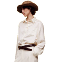ilEWUOY Acetate Wool Short Box Shirt in White | MADA IN CHINA