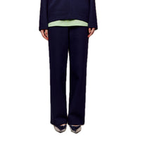 ilEWUOY Air Layer Double Waist Wide-leg Sweatpants in Dark Blue | MADA IN CHINA