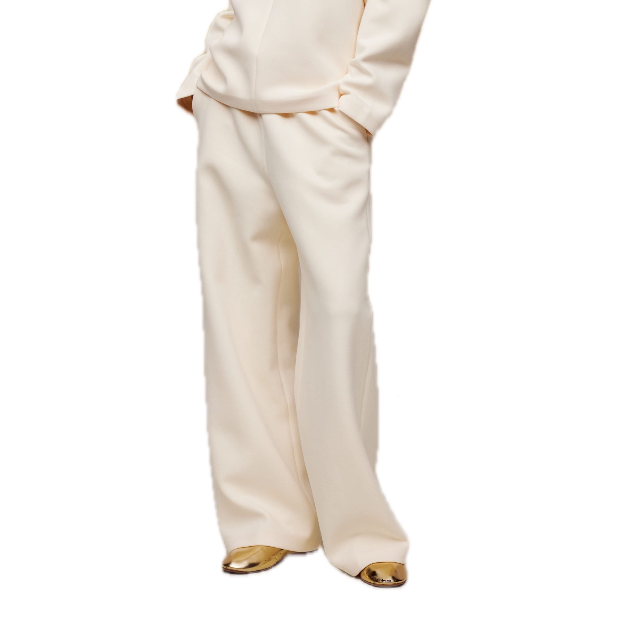 ilEWUOY Air Layer Double Waist Wide-leg Sweatpants in White | MADA IN CHINA