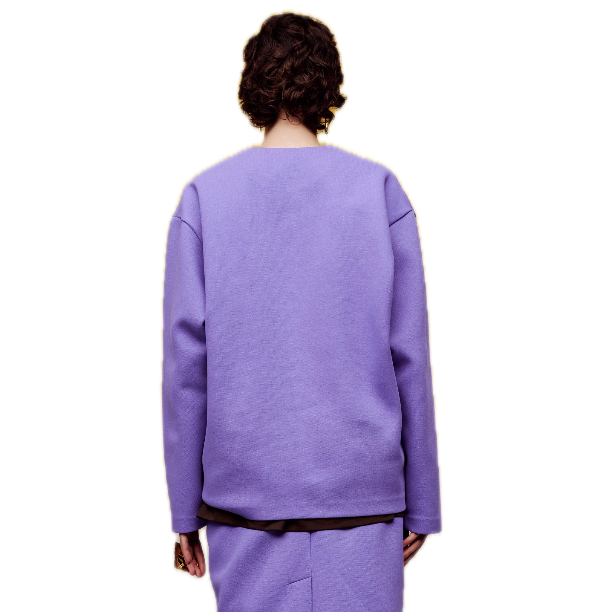 ilEWUOY Air Layer V-neck Sweatshirt in Purple | MADA IN CHINA