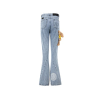 13 DE MARZO Allover Smiley Thigh Palda Bear Bootcut Jeans Blatic Blue | MADA IN CHINA