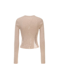 ELYWOOD Almond Knit Destruction Top | MADA IN CHINA