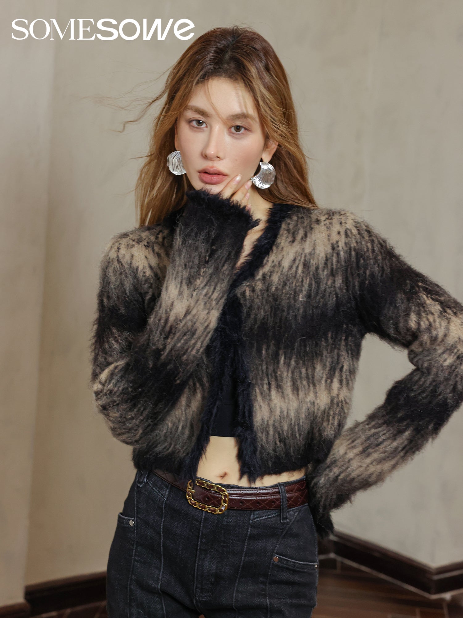 SOMESOWE Alpaca Wool Gradient Color Cardigan | MADA IN CHINA