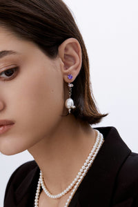 LOST IN ECHO Asymmetric Zircon Pearl Earring Silver | MADA IN CHINA