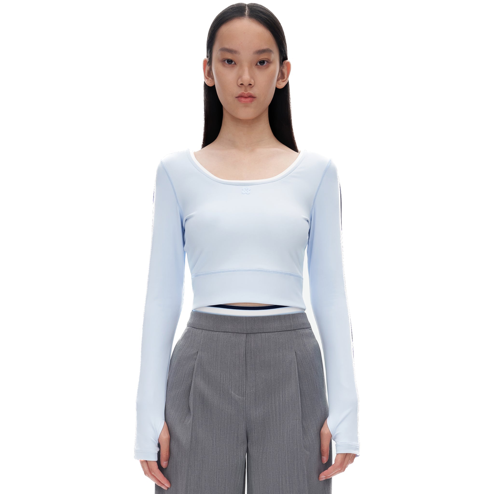 HERLIAN Baby Blue Round Neck Tight T-shirt | MADA IN CHINA