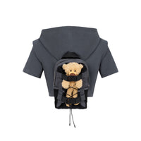 13DE MARZO Bear Bag Functional Short Hoodie Iron Gate | MADA IN CHINA