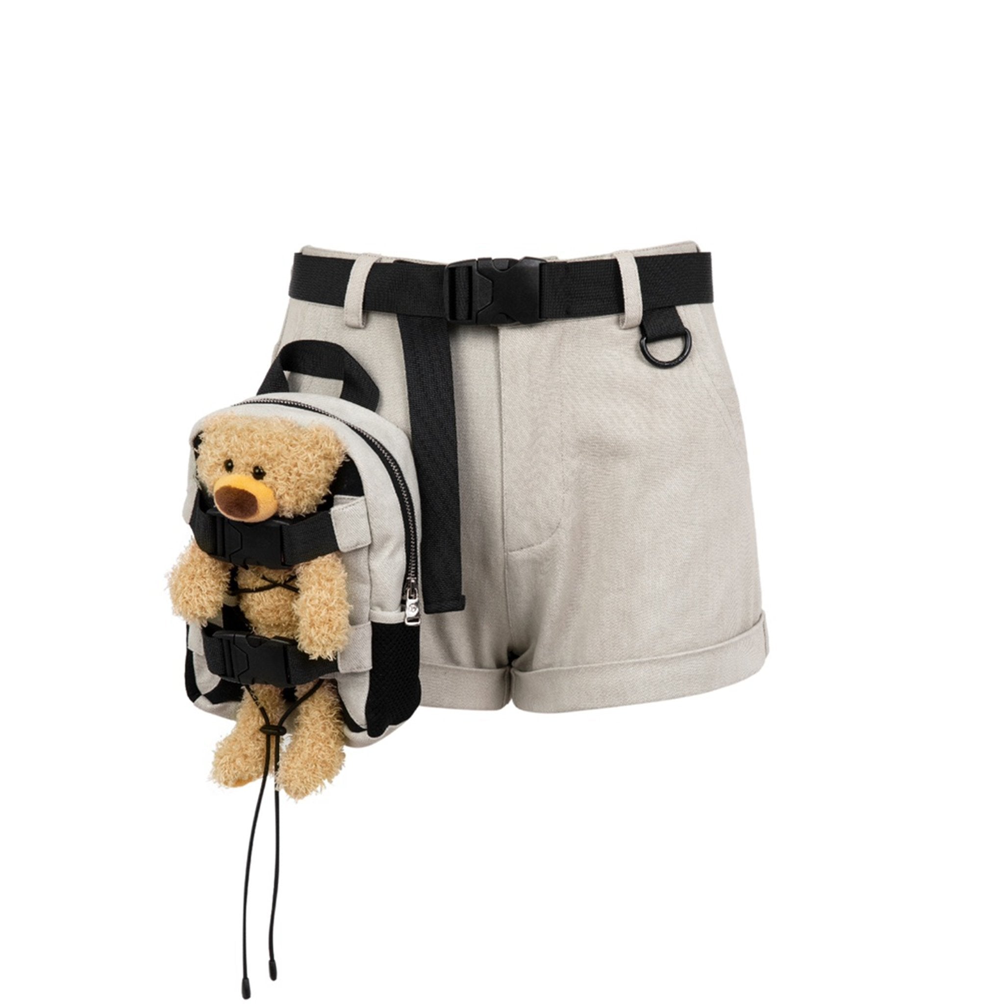 13DE MARZO Bear Bag Functional Shorts Light Gray | MADA IN CHINA