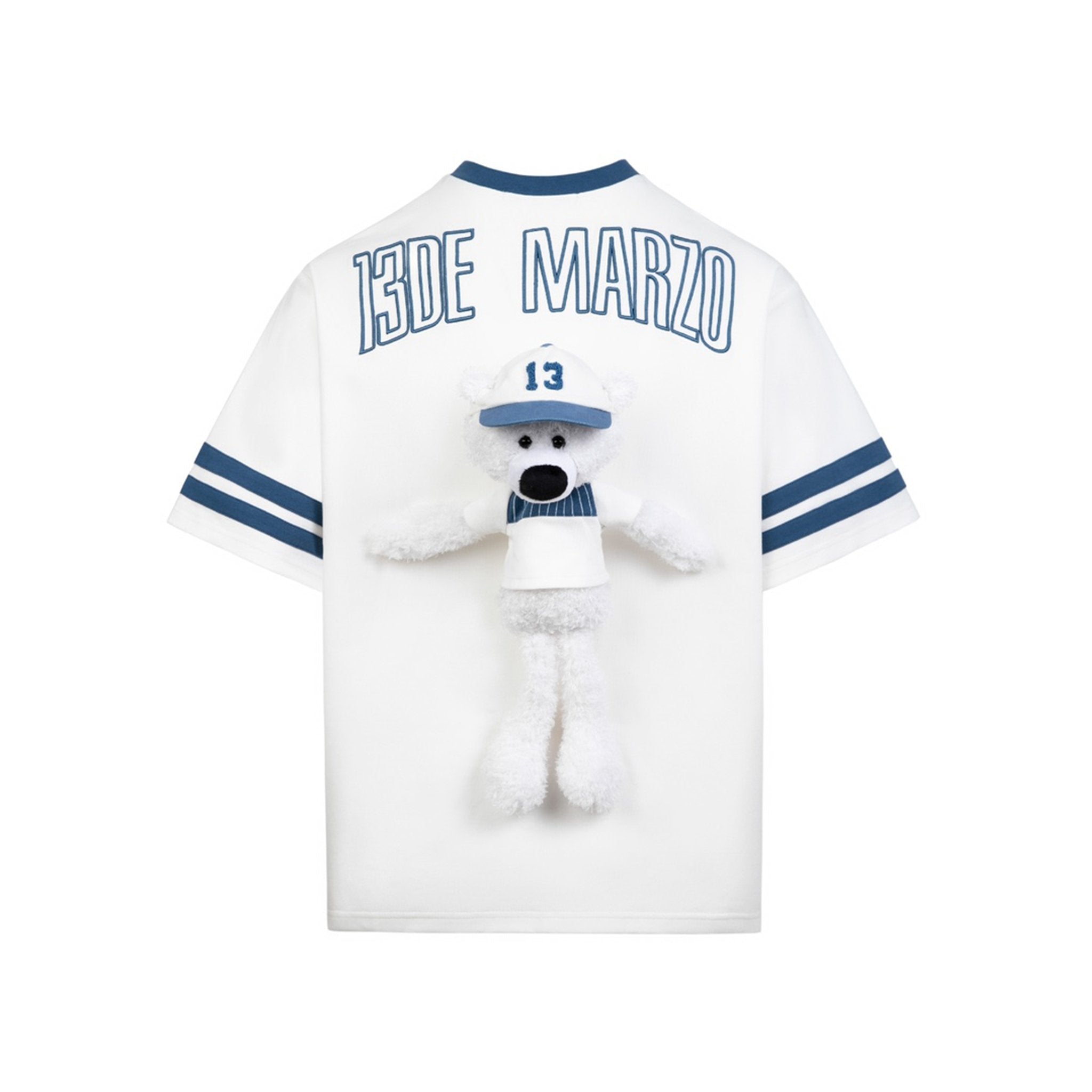 13DE MARZO Bear Baseball Fan T-shirt Bright White | MADA IN CHINA