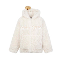 13 DE MARZO Bear Fuzzy Hoodie Coat White | MADA IN CHINA