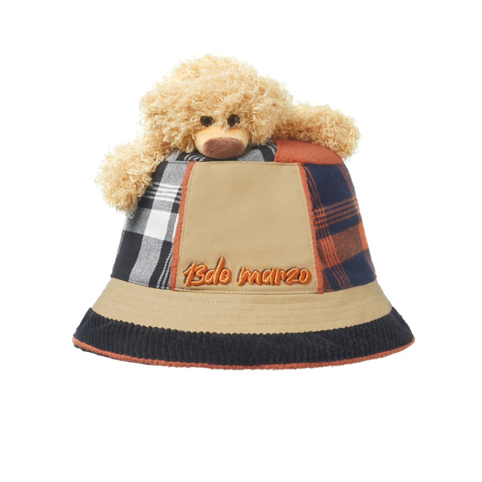 13DE MARZO Bear Inside-out Plaid Bucket Hat Multicolor | MADA IN CHINA