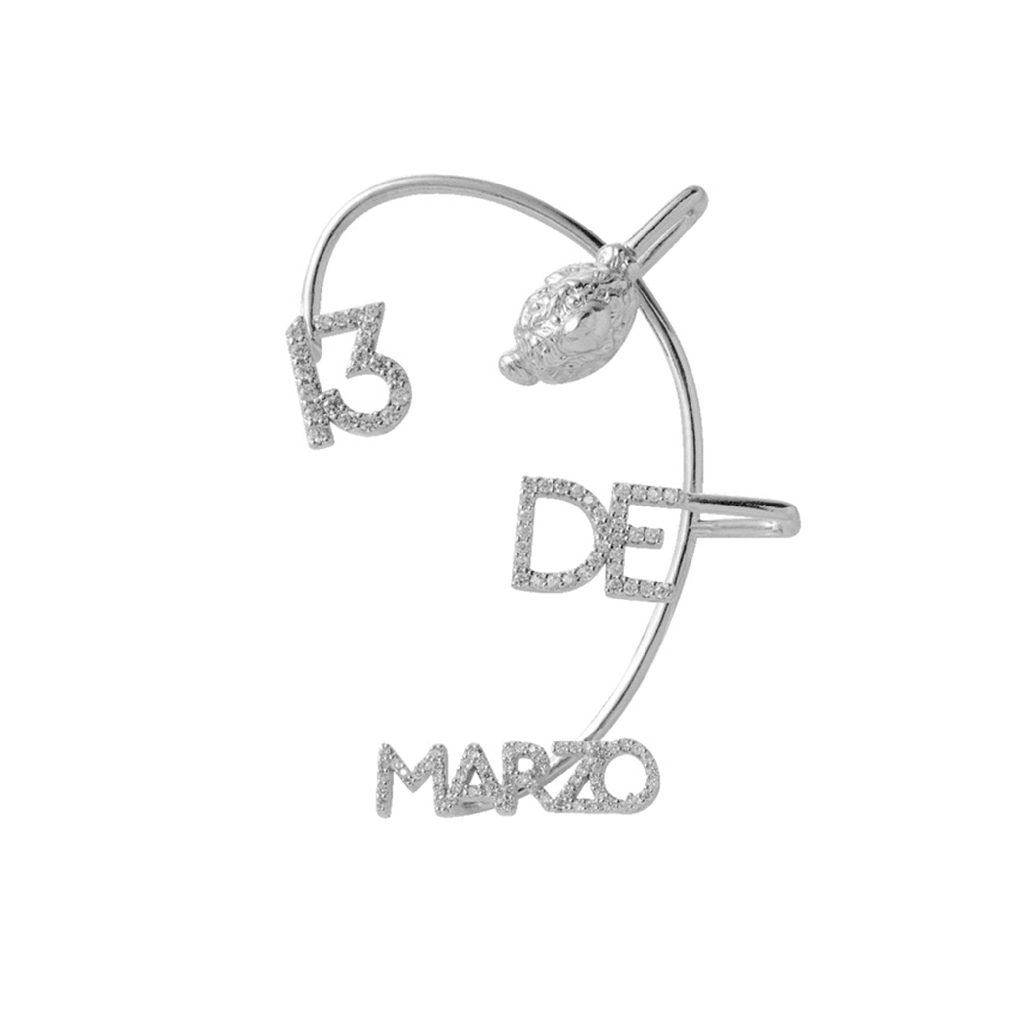 13DE MARZO Bear Logo Ear Hook Silver | MADA IN CHINA