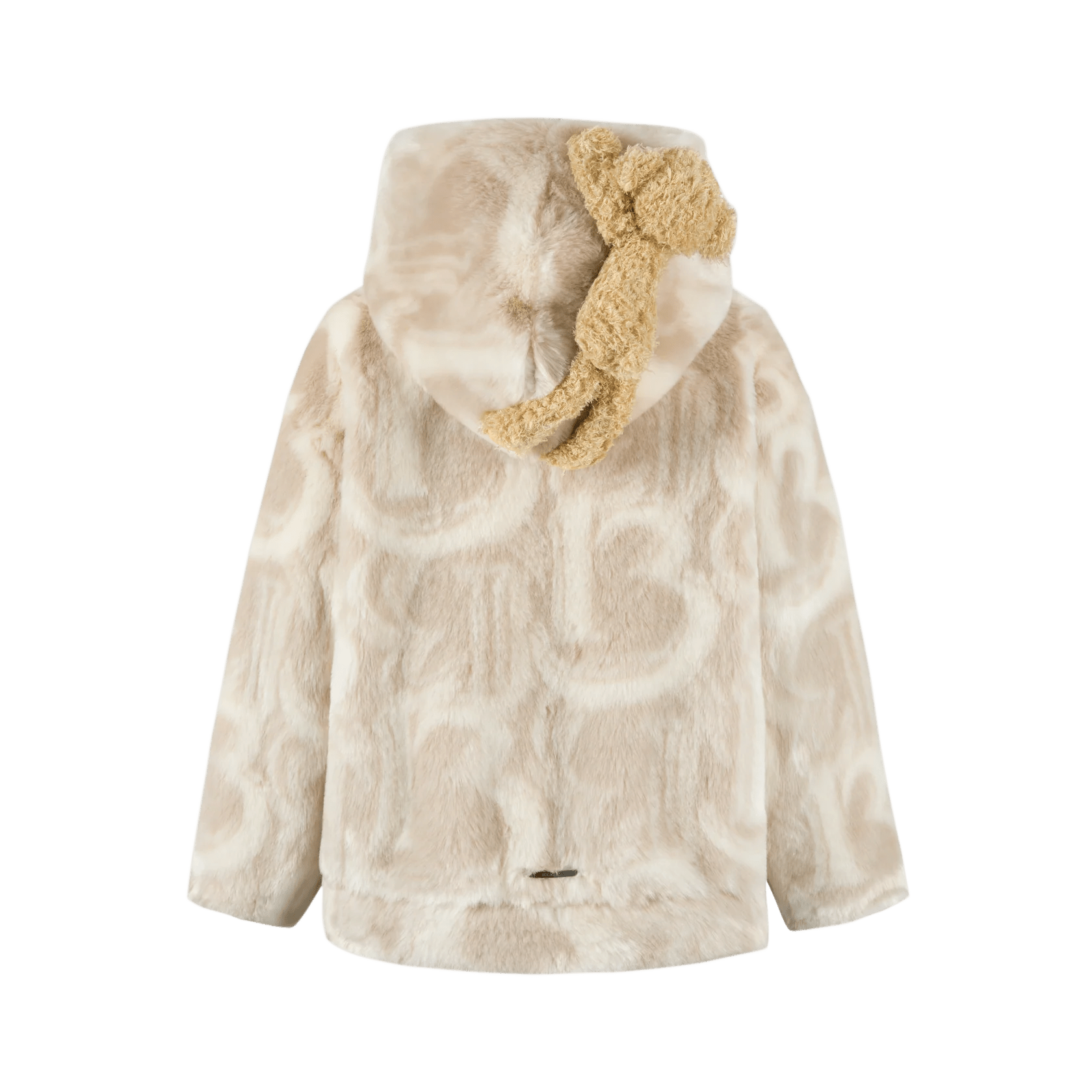 13DE MARZO Beige Artificial Fur Logo Coat | MADA IN CHINA
