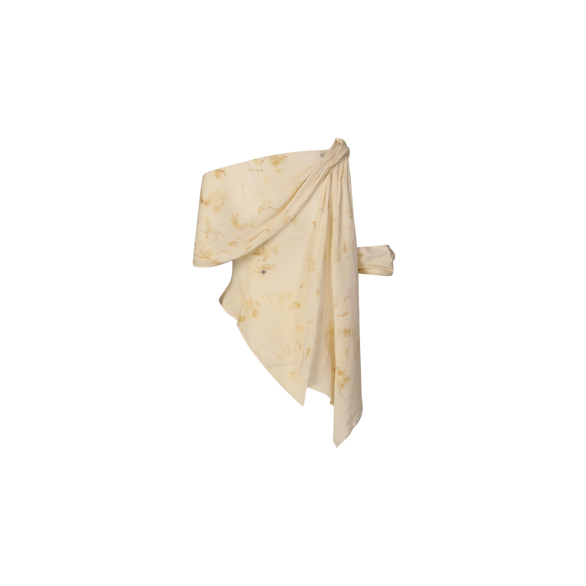 ELYWOOD Beige Asymmetrical Silk Top | MADA IN CHINA