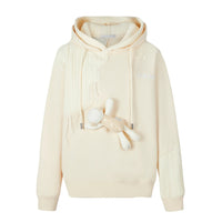 13DE MARZO Beige Bear Knit Suture Layered Hoodie | MADA IN CHINA