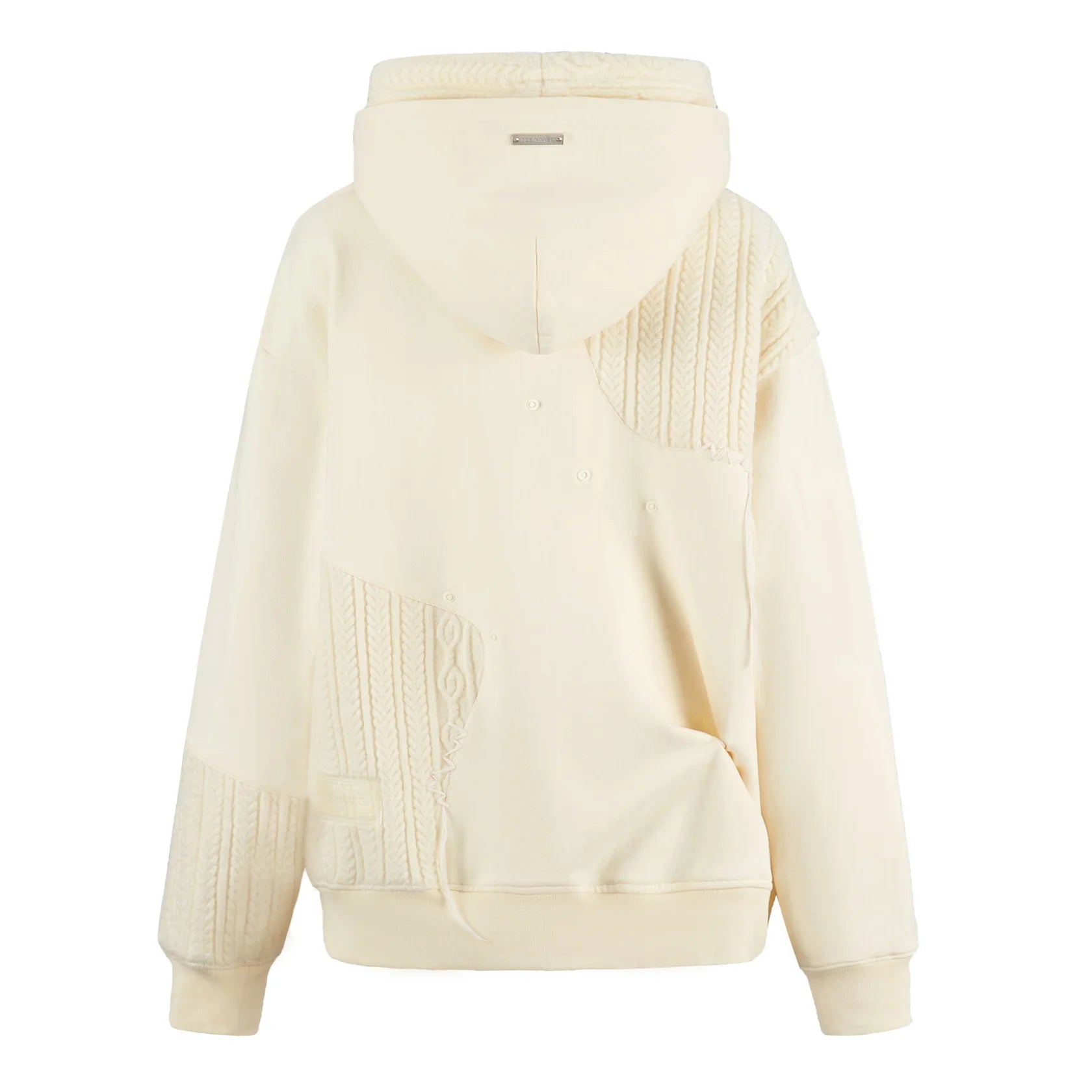 13DE MARZO Beige Bear Knit Suture Layered Hoodie | MADA IN CHINA