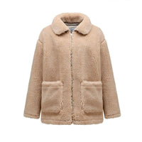 ANDREA MARTIN Beige City View Fur Jacket | MADA IN CHINA