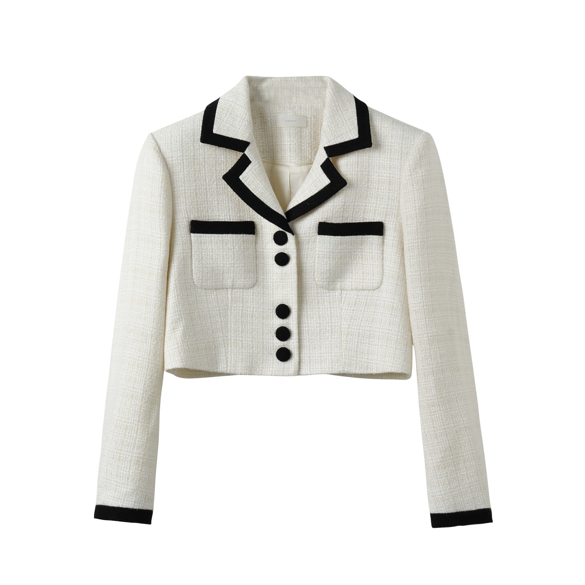 ICE DUST Beige Classic Wool Embroidered Tweed Jacket | MADA IN CHINA