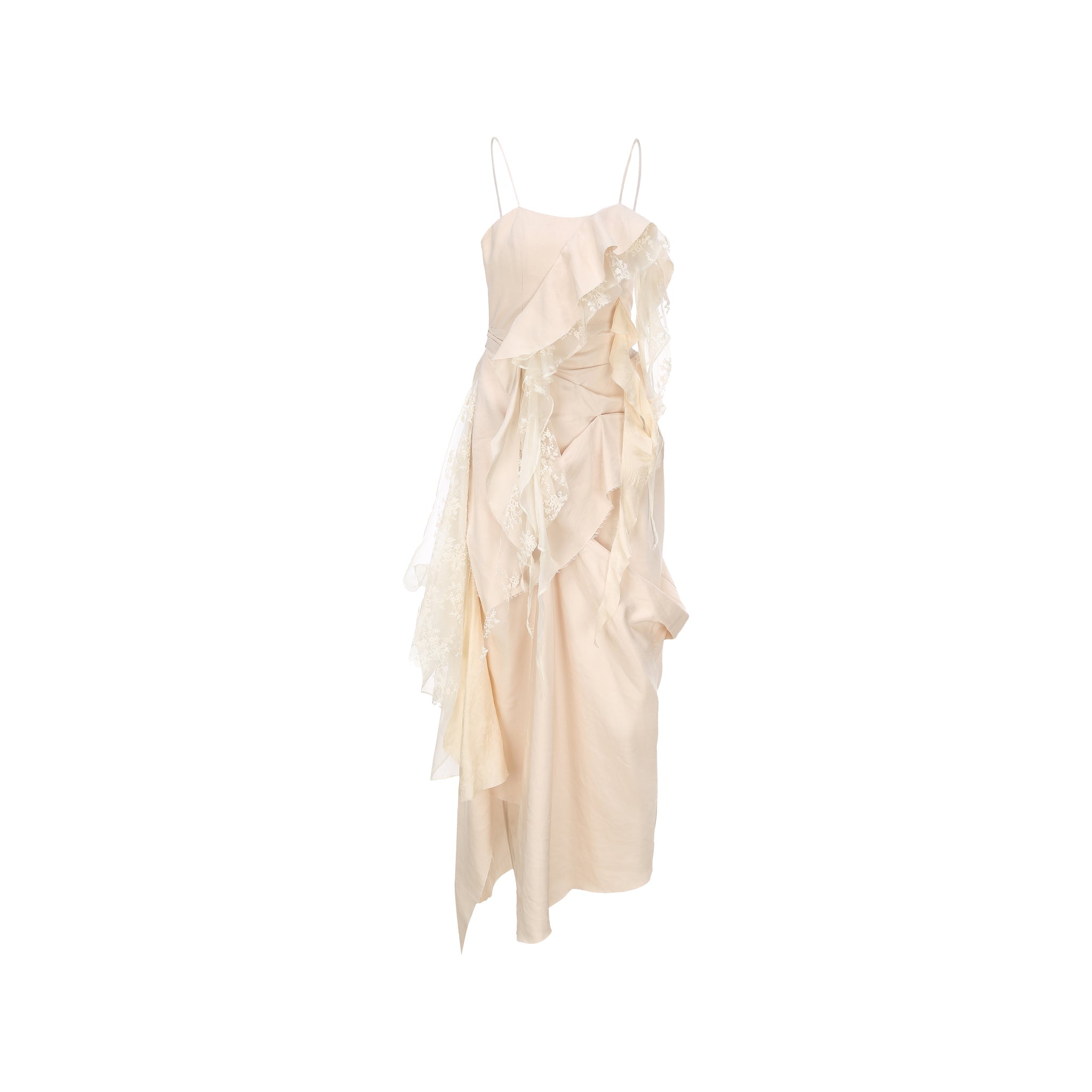 ELYWOOD Beige Deconstructed Flutter Piece Camisole Long Dress | MADA IN CHINA