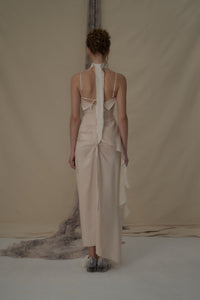 ELYWOOD Beige Deconstructed Flutter Piece Camisole Long Dress | MADA IN CHINA