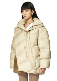 MARRKNULL Beige Dislocation Down Jacket | MADA IN CHINA