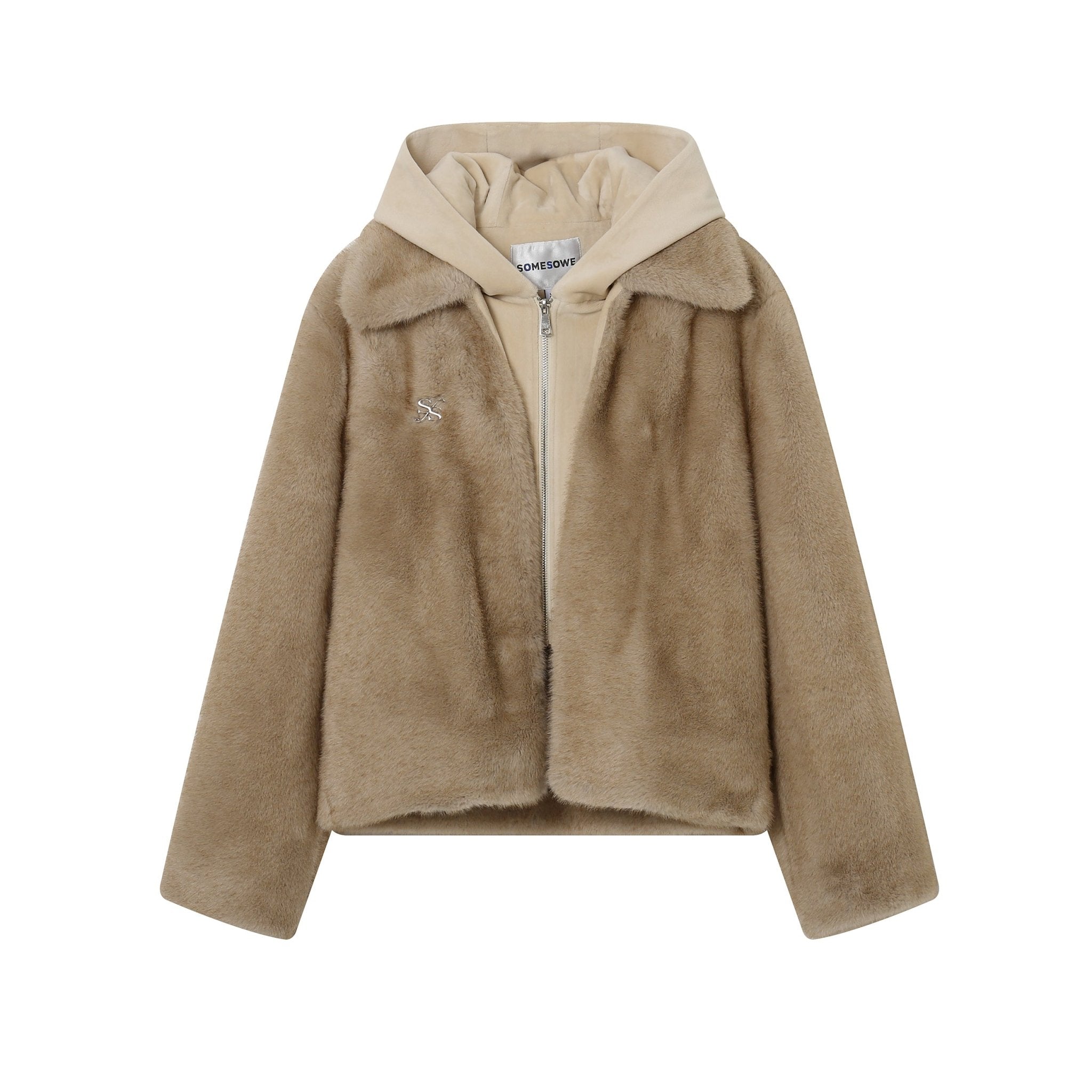 SOMESOWE Beige Faux Fur Two Piece Coat | MADA IN CHINA