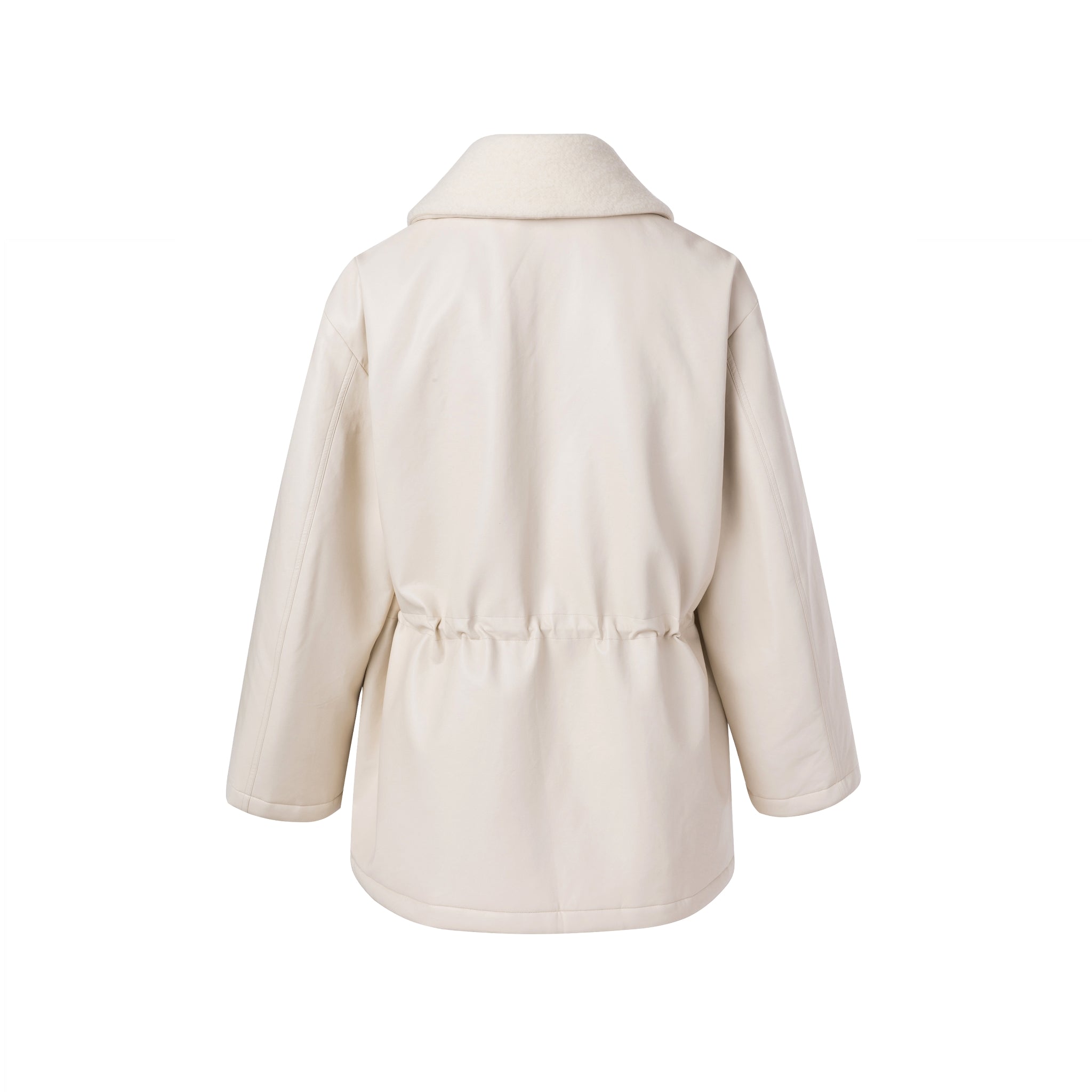 Ther. Beige Faux leather padded parka coat | MADA IN CHINA
