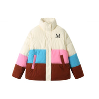 ANDREA MARTIN Beige Patchwork Down Jacket | MADA IN CHINA